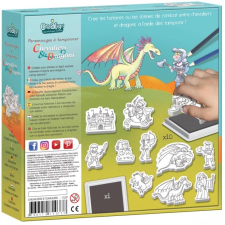 Rycerze i Smoki stempelki piankowe dla dzieci +4, Crea Lign' Rycerze i Smoki stempelki piankowe dla dzieci +4, Crea Lign'