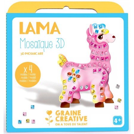 Mozaika Lamy 4 figurki do zdobienia +4 lat, Graine Creative Mozaika Lamy 4 figurki do zdobienia +4 lat, Graine Creative