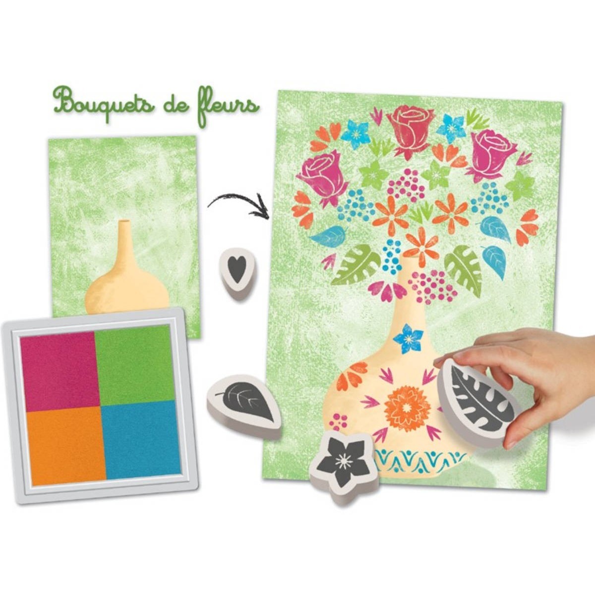 Bukiety Kwiatów 10 stempelków do tworzenia obrazów dla dzieci, Crea Lign'