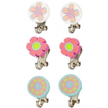 Kolczyki klipsy do uszu Maribel kwiaty 3 pary dla dzieci, Souza!