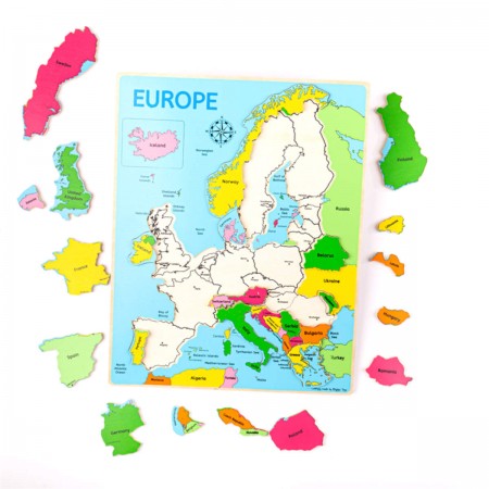 Drewniane puzzle Europa 25 elementów, Bigjigs Toys
