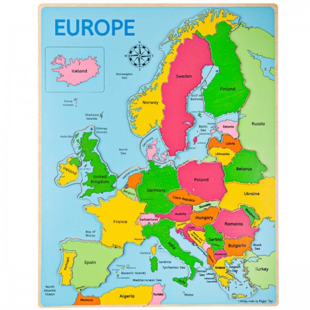 Drewniane puzzle Europa 25 elementów, Bigjigs Toys