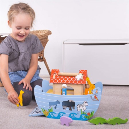 Drewniany sorter kształtów Arka Noego, Bigjigs Toys