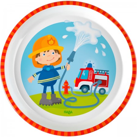 Haba Talerz dla dzieci Straż Pożarna 18cm z melaminy Haba Talerz dla dzieci Straż Pożarna 18cm z melaminy