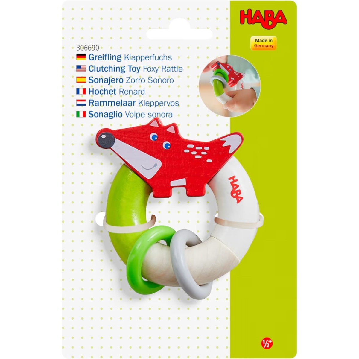 Haba Grzechotka drewniana dla niemowląt Lisek +6mc