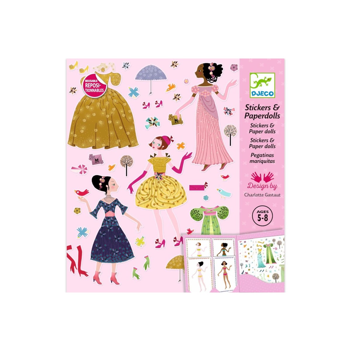 Stroje Wieczorowe ubieranka z naklejkami, Djeco