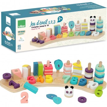 Vilac Drewniana nakładanka i układanka do nauki liczenia +2