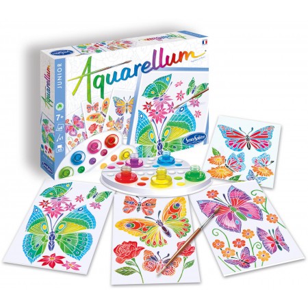 Aquarellum Motyle i Kwiaty 4 obrazy i farby, SentoSphere