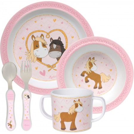 Sigikid Zestaw obiadowy różowy Pony Love dla dzieci Sigikid Zestaw obiadowy różowy Pony Love dla dzieci