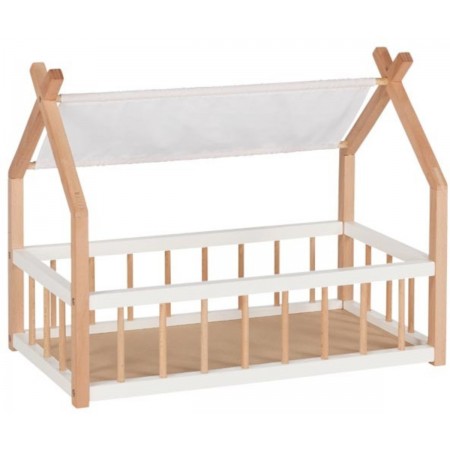 Goki Drewniane łóżeczko dla lalek z dachem