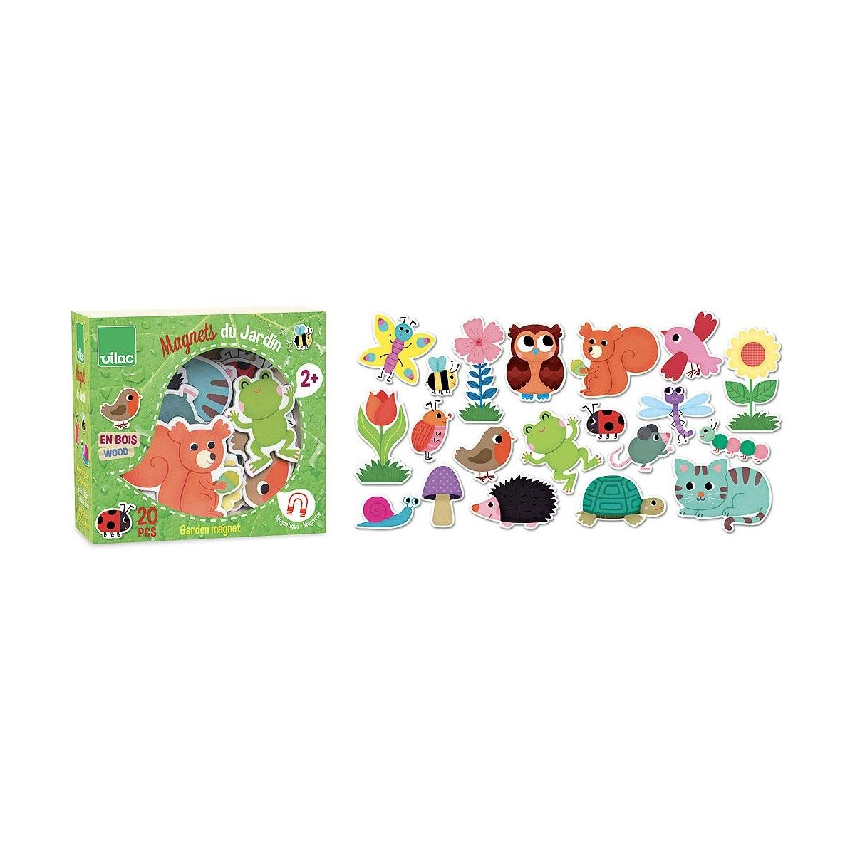Vilac Magnesy drewniane Ogród 20 sztuk dla dzieci +2