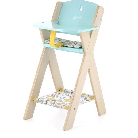 Krzesełko wysokie drewniane dla lalek do 48cm, Petitcollin Krzesełko wysokie drewniane dla lalek do 48cm, Petitcollin