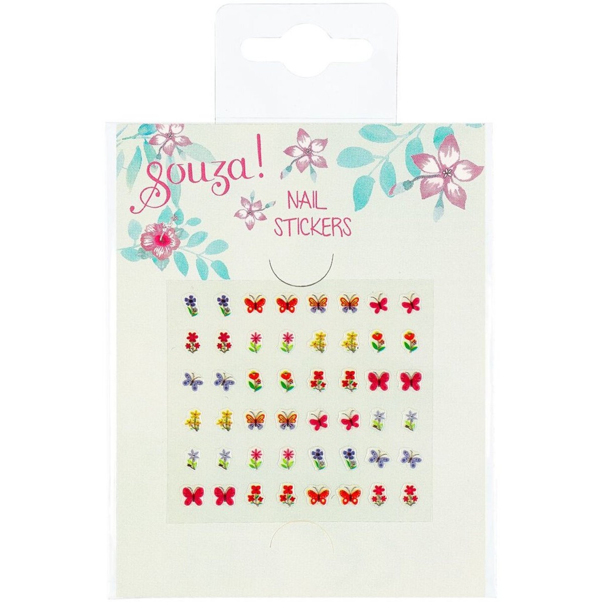 Naklejki na paznokcie dla dzieci Kwiaty i Motyle, Souza!