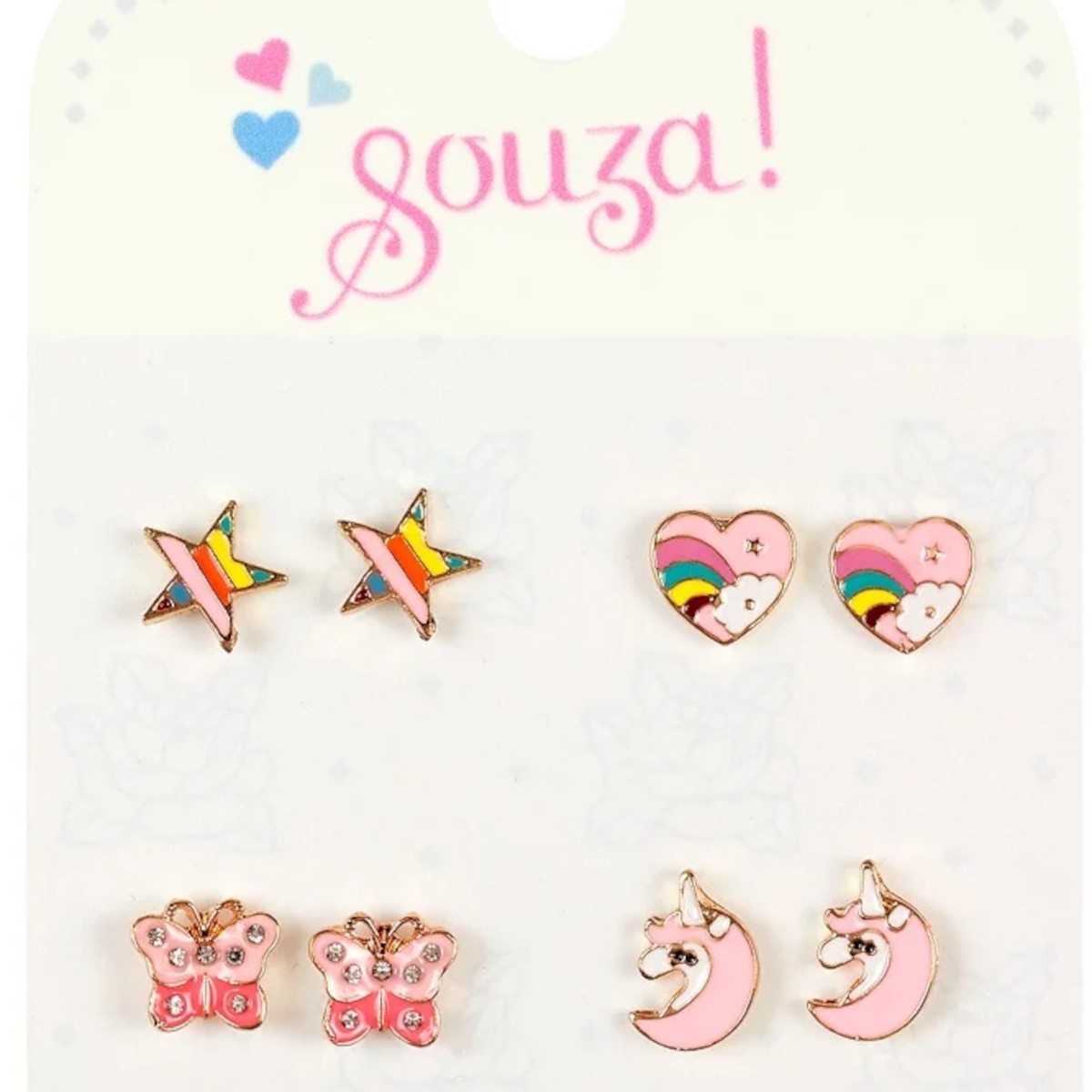 Kolczyki sztyfty dla dziewczynki Jednorożce 4 pary, Souza!