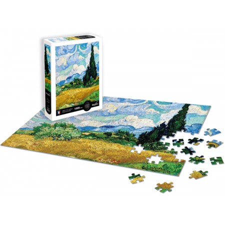 Puzzle 1000 Pole Pszenicy z Cyprysami (Van Gogh), Calypto