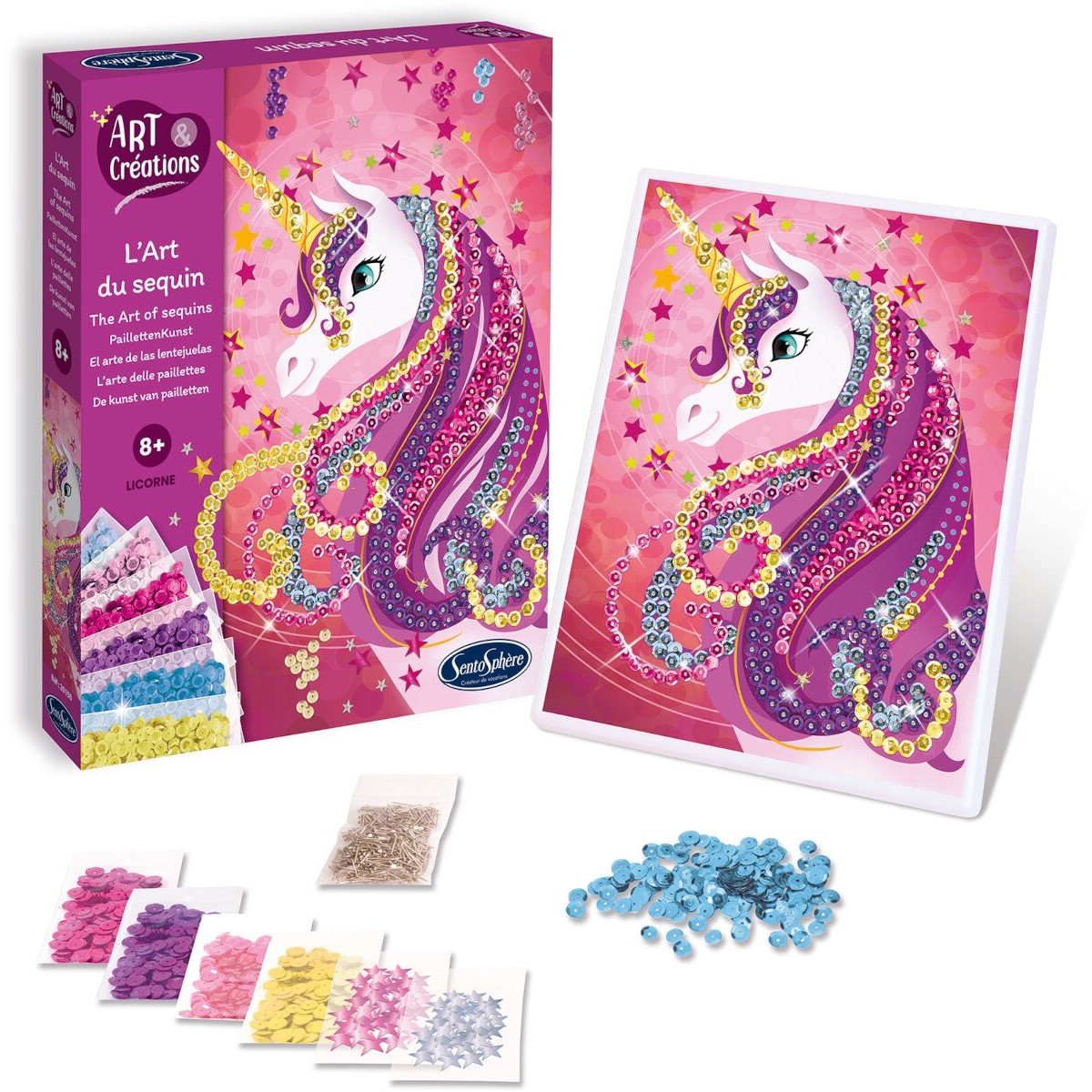 Zestaw kreatywny obraz z cekinami Jednorożec SentoSphere