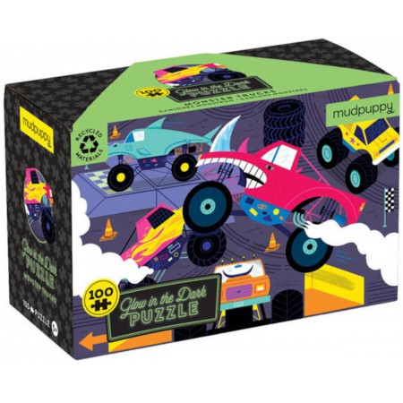 Puzzle 100 Monster trucki świecące w ciemności, Mudp | Dadum