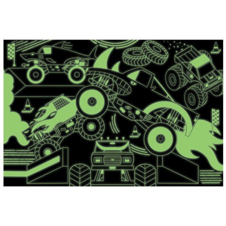 Puzzle 100 Monster trucki świecące w ciemności, Mudp | Dadum