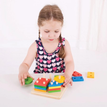 Nakładanka Sorter kształtów i kolorów +12m, BigJigs Toys