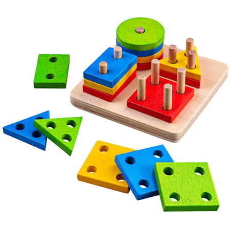 Nakładanka Sorter kształtów i kolorów +12m, BigJigs Toys