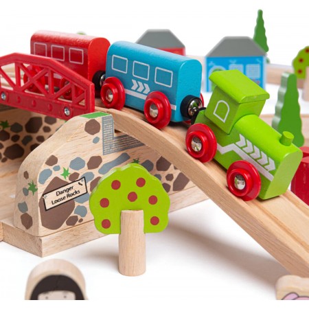 Kolejka drewniana Miasto i Wieś 80  elementów, Bigjigs Rail