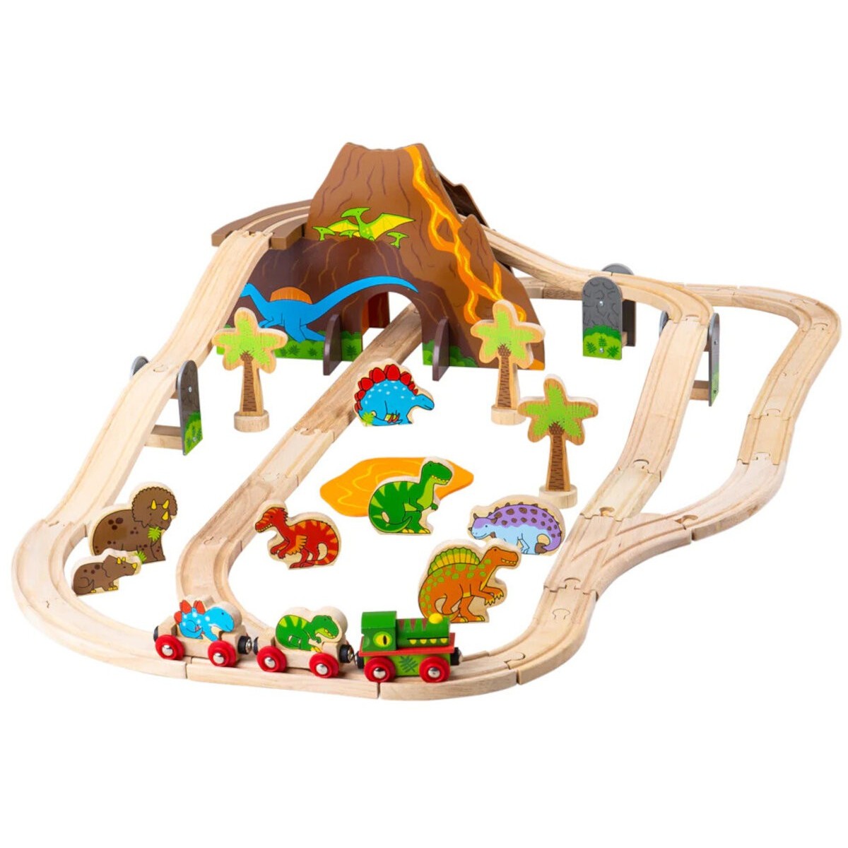 Kolejka drewniana Dinozaury 49 elementów, Bigjigs Rail