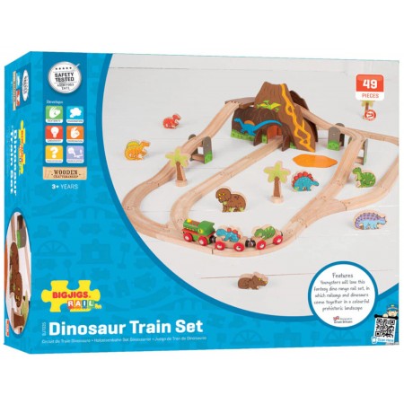 Kolejka drewniana Dinozaury 49 elementów, Bigjigs Rail