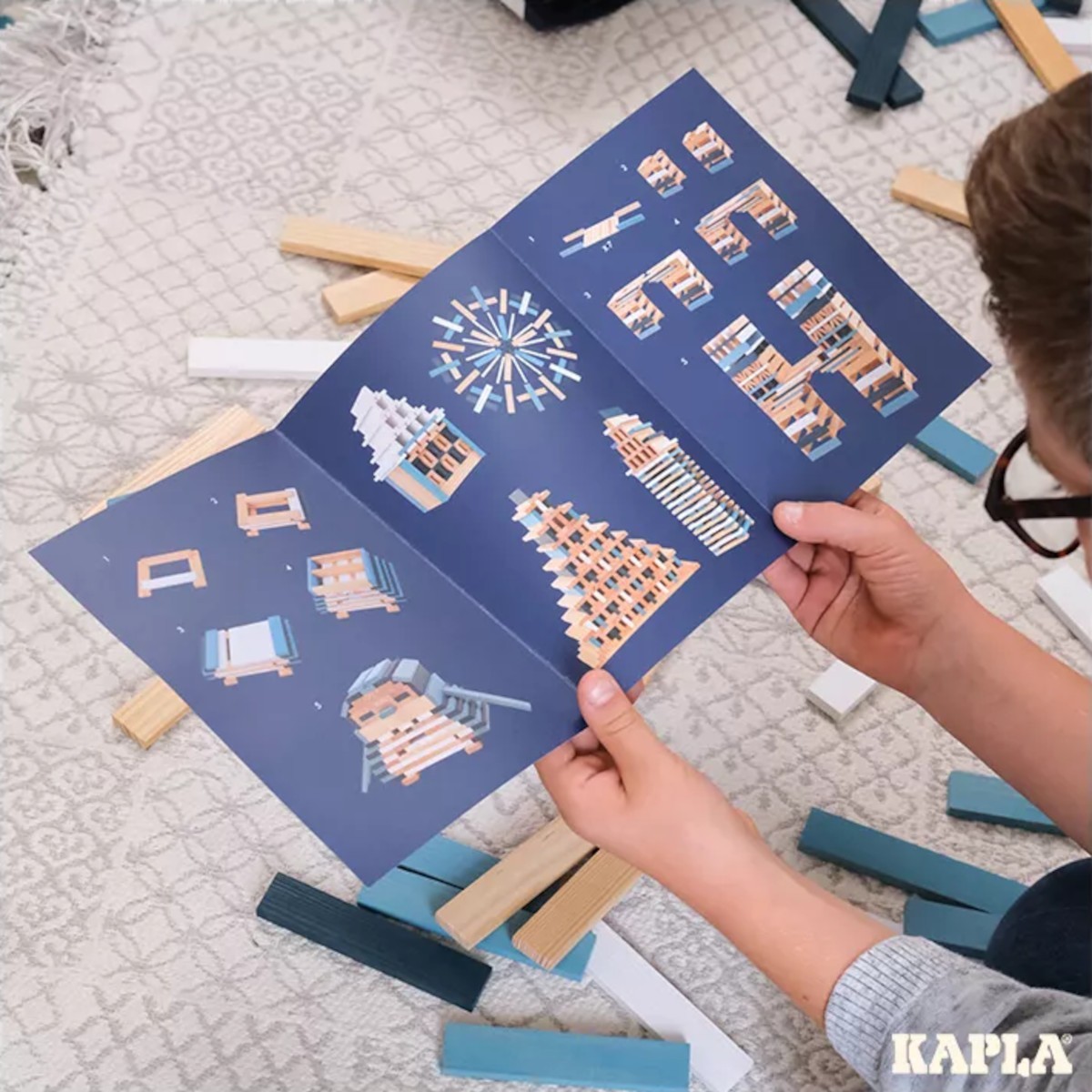 Kapla 200szt ZIMA z książeczką drewniane klocki deseczki | Dadum