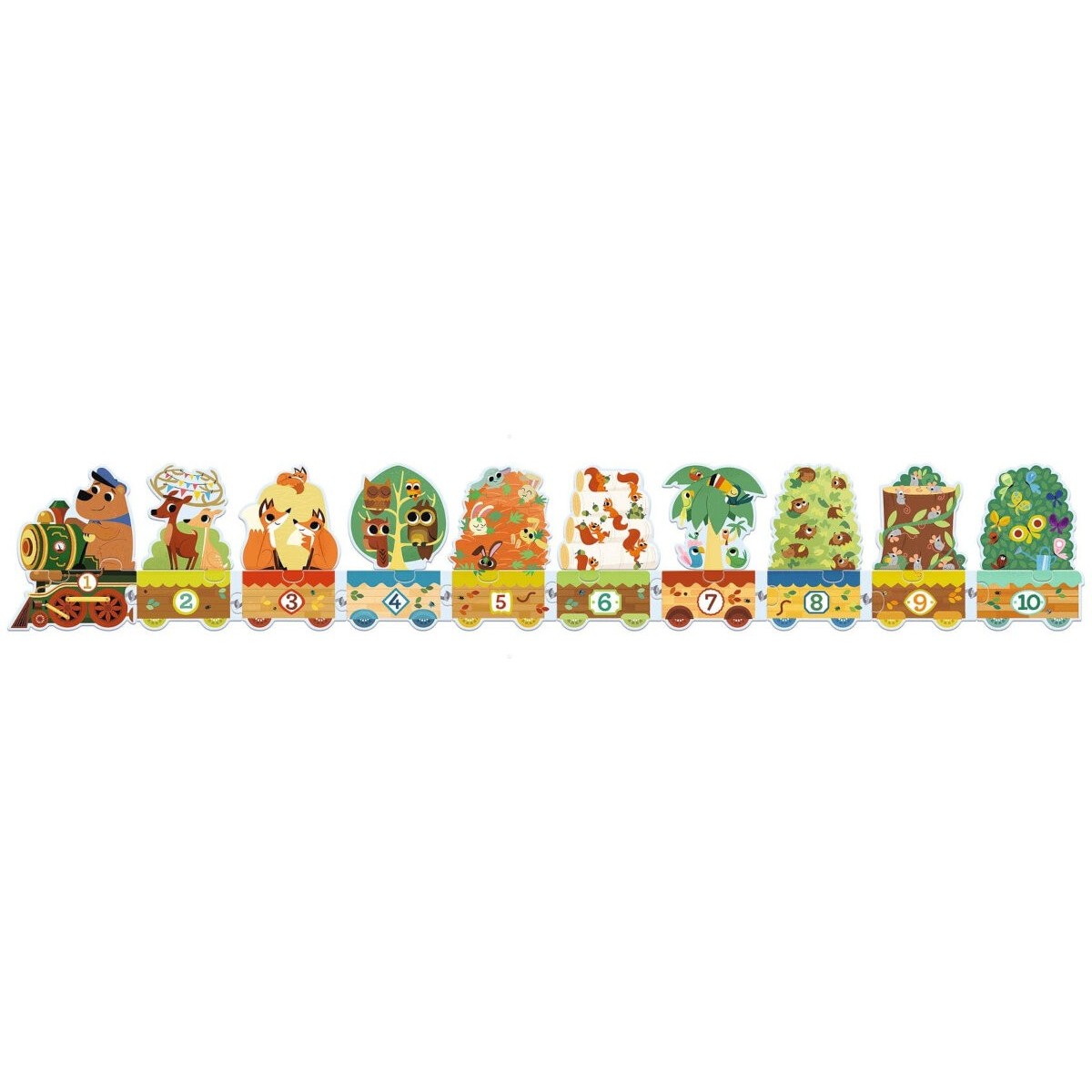 Djeco Puzzle Trio 20 elementów Leśny Pociąg