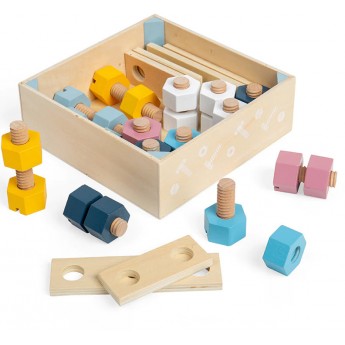 Drewniane śruby i nakrętki do zabawy +3, Bigjigs | Dadum Kraków