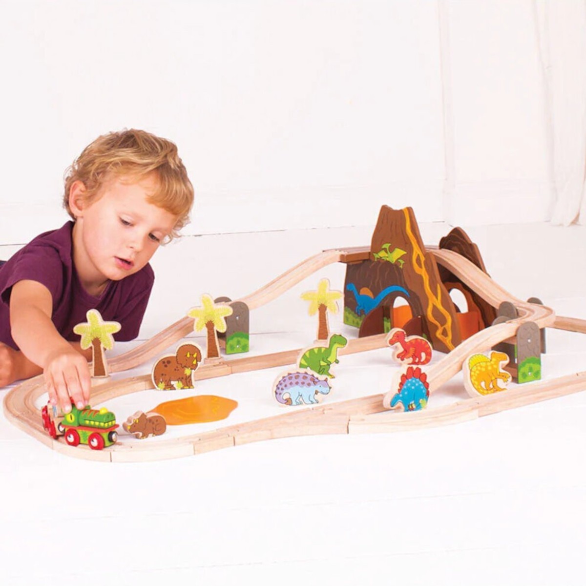 Kolejka drewniana Dinozaury 49 elementów, Bigjigs | Dadum Kraków