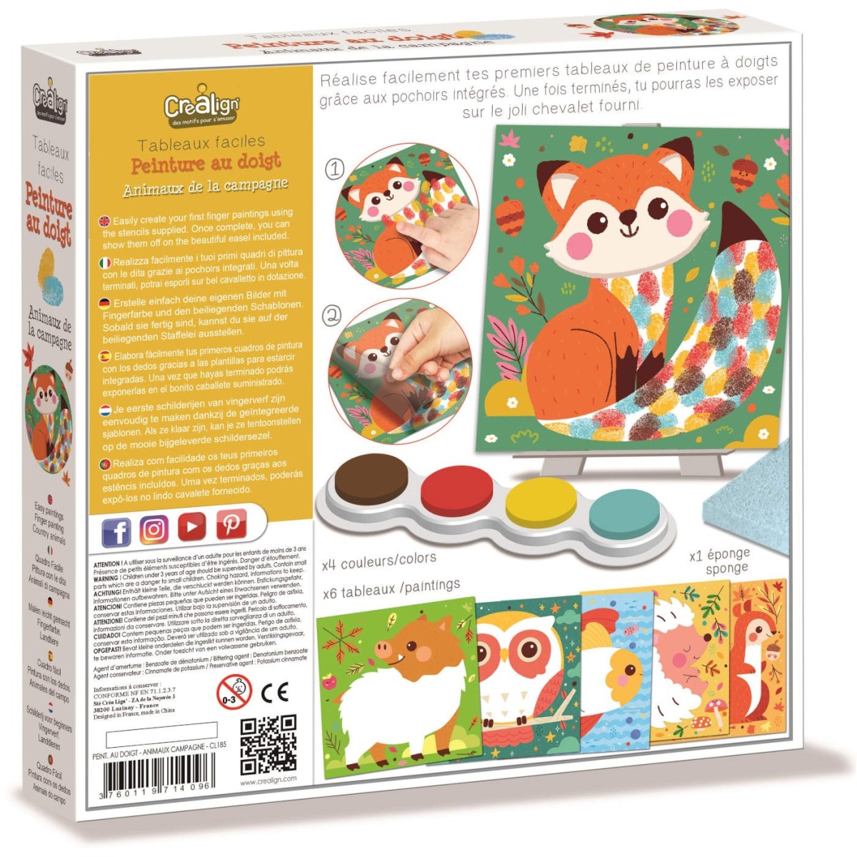 Crea Lign' Zestaw do malowania palcami Zwierzęta Lasu +3