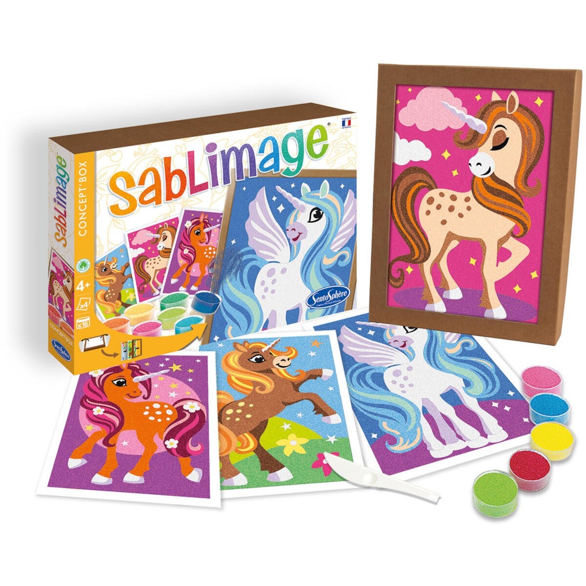 Jednorożce 4 obrazki piaskowe Sablimage, SentoSphere | Dadum Krkaów