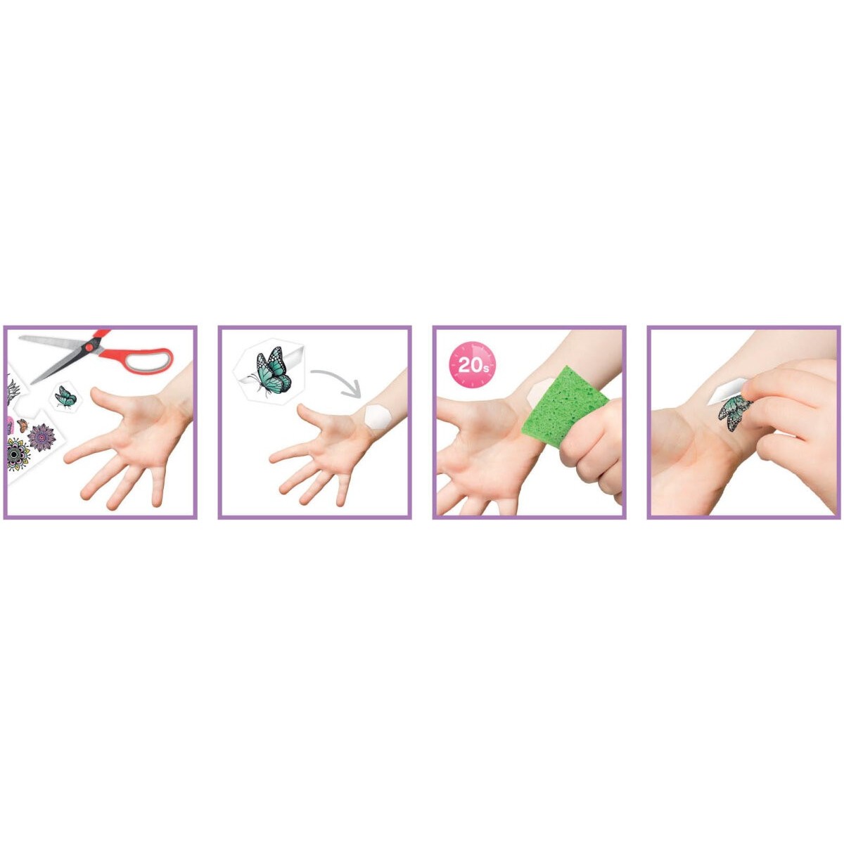 Zmywalne tatuaże brokatowe 75 sztuk, Buki