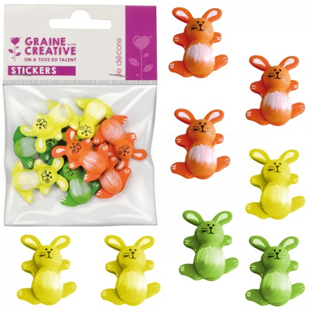 Zajączki ozdobne 3D drewniane 28mm 8 sztuk Zajączki ozdobne 3D drewniane 28mm 8 sztuk