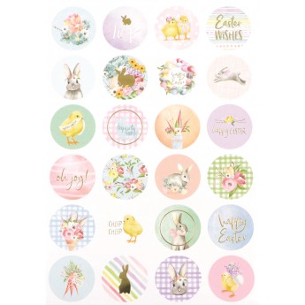 Wielkanoc ozdobne naklejki metaliczne okrągłe 48szt