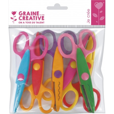 Nożyczki ozdobne dla dzieci 6 sztuk, Graine Creative