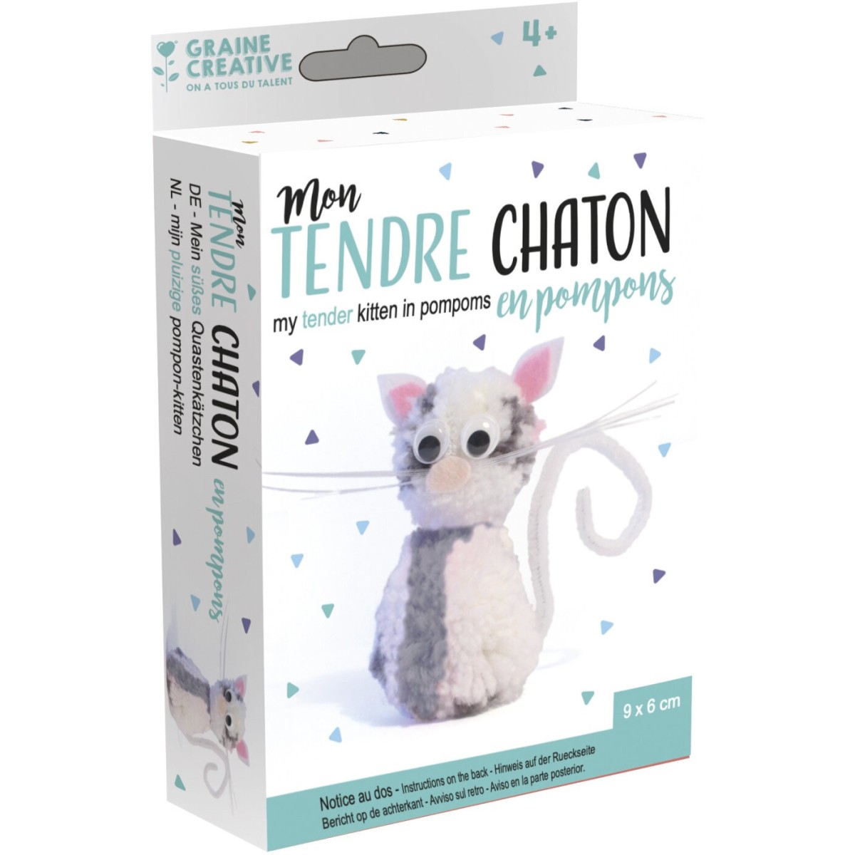 Kotek z pomponów zestaw kreatywny +4, Graine Creative