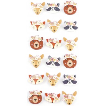 Naklejki 3D Zwierzęta lasu 18 sztuk, Graine Creative