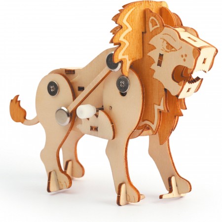 Lew drewniany model mechaniczny do składania, Graine Creative