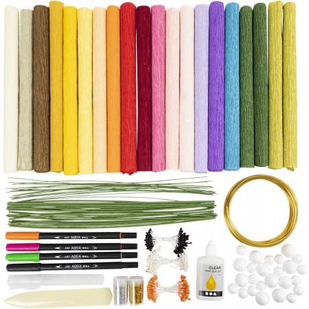 Kwiaty z krepiny do robienia Maxi Zestaw DIY 240 elementów, Creativ Kwiaty z krepiny do robienia Maxi Zestaw DIY 240 elementów, Creativ