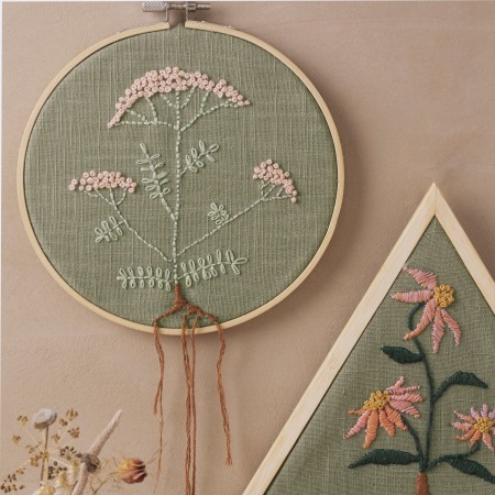 Zestaw DIY do haftu ręcznego Ramki z Kwiatami - zgaszona zieleń, Creativ