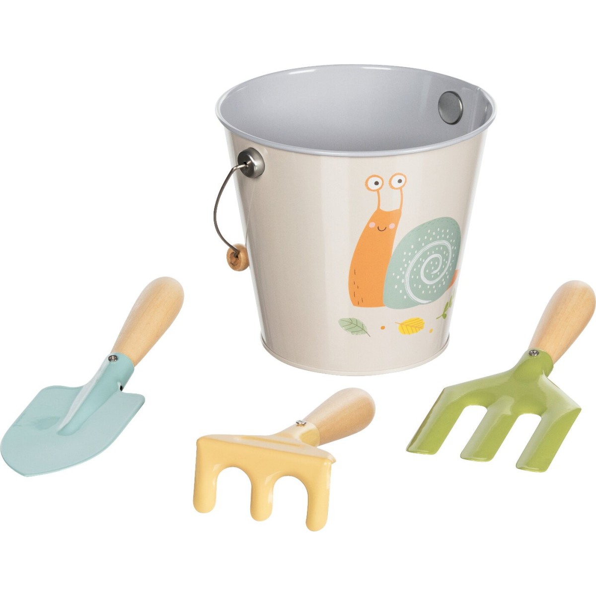 Wiaderko z narzędziami do zabawy w piasku i ogrodu, Goki
