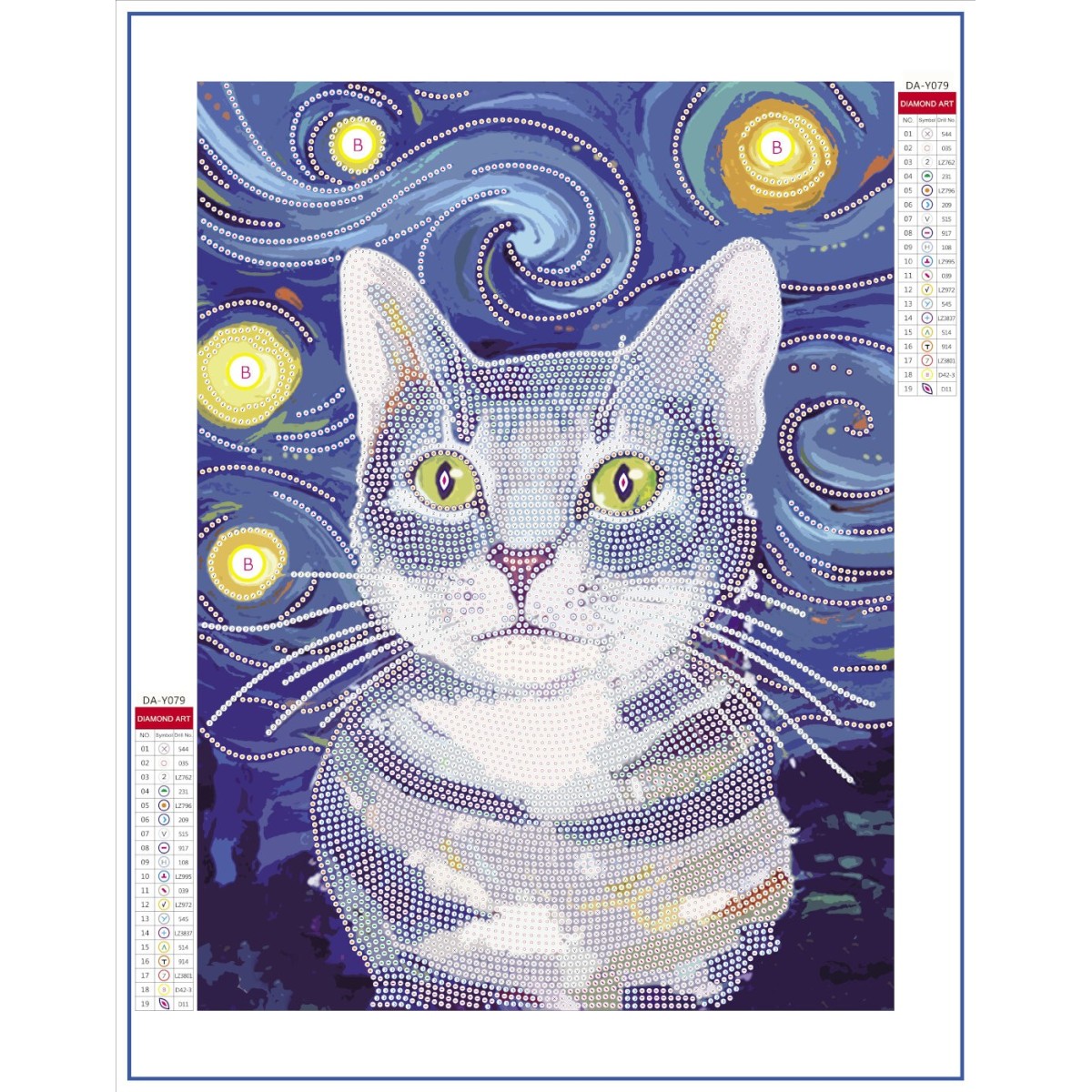 Haft diamentowy Szary Kotek - fasetowane diamenciki XXL, Graine Creative