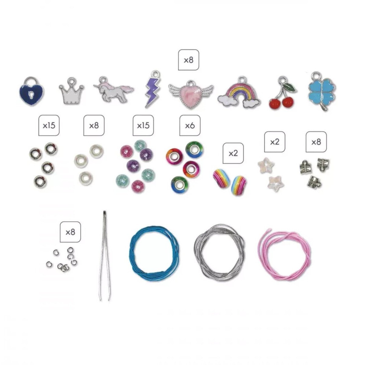 Janod Zestaw kreatywny do tworzenia biżuterii Bransoletki szczęścia 8+