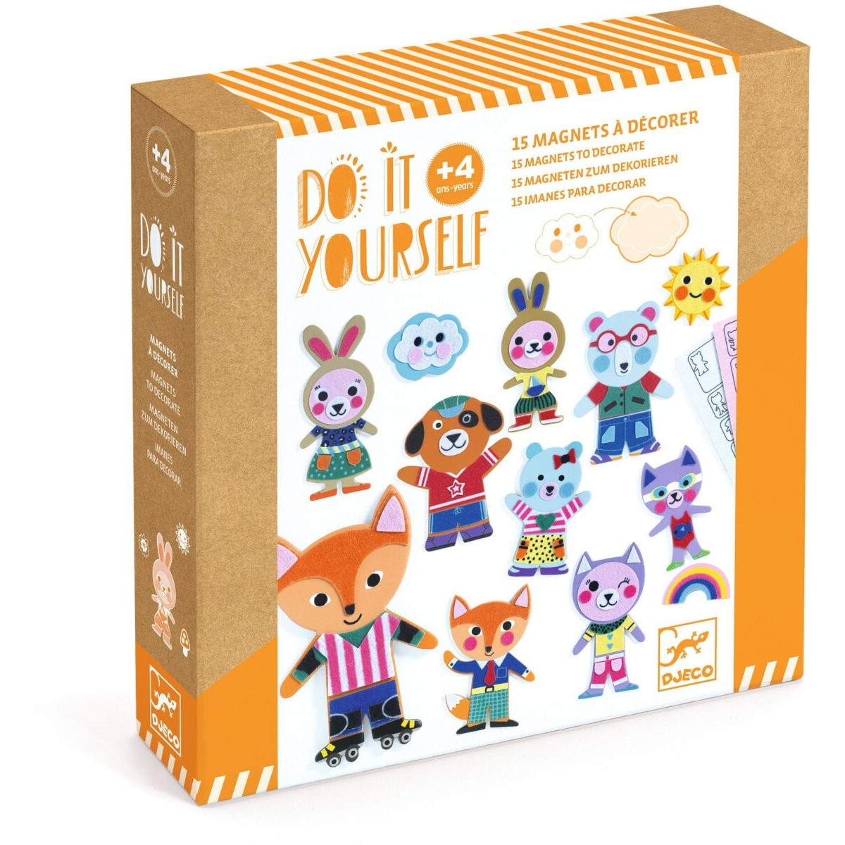 Djeco Zestaw kreatywny Filcowe Magnesy Zwierzątka +4