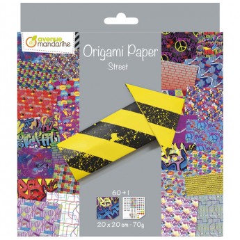 Papier origami Sztuka Uliczna 20x20cm 60 arkuszy i naklejki