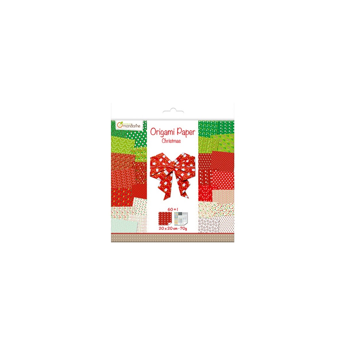 Papier origami Boże Narodzenie 20x20cm 60 arkuszy i naklejki