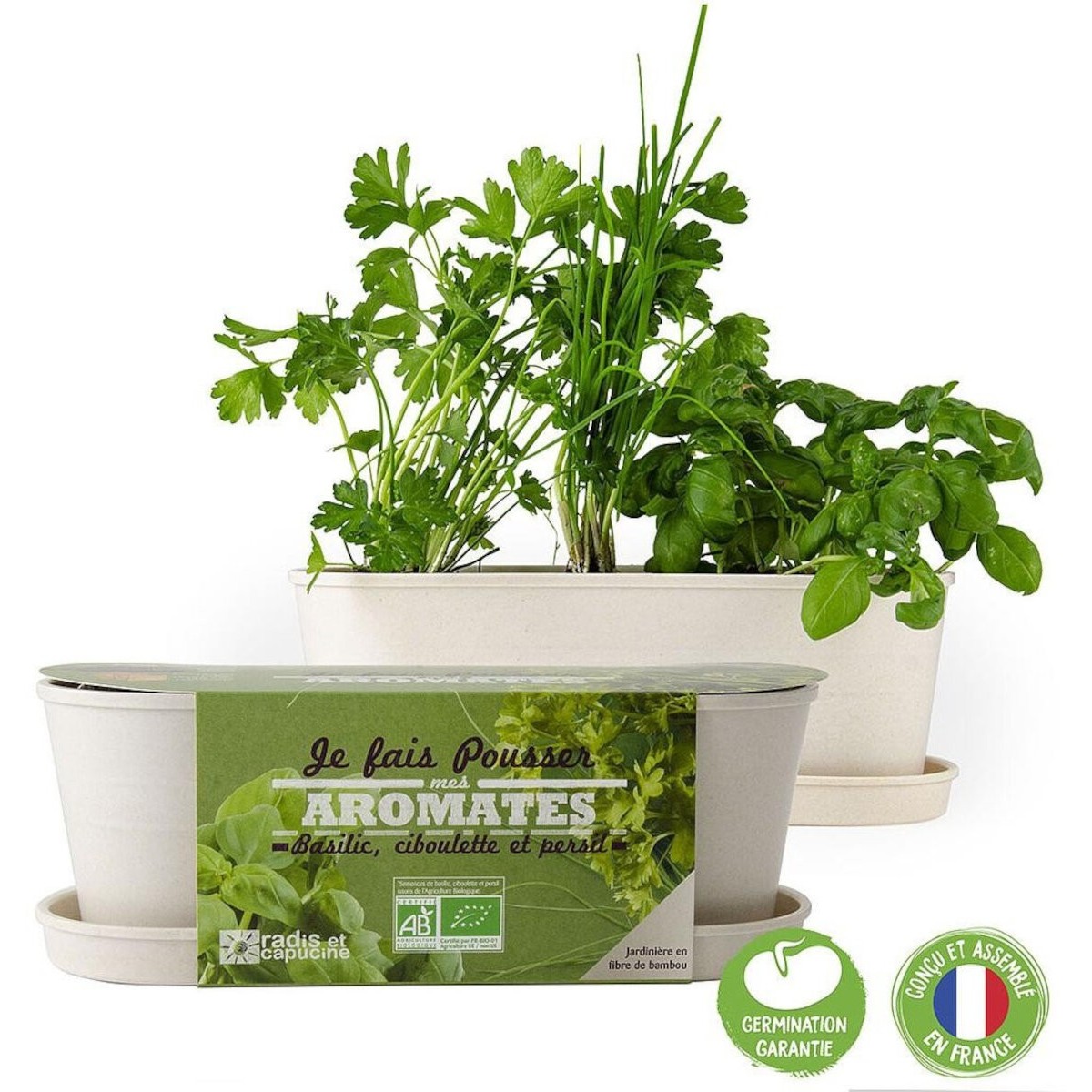 Zioła do uprawy w bambusowej doniczce, Radis et Capucine