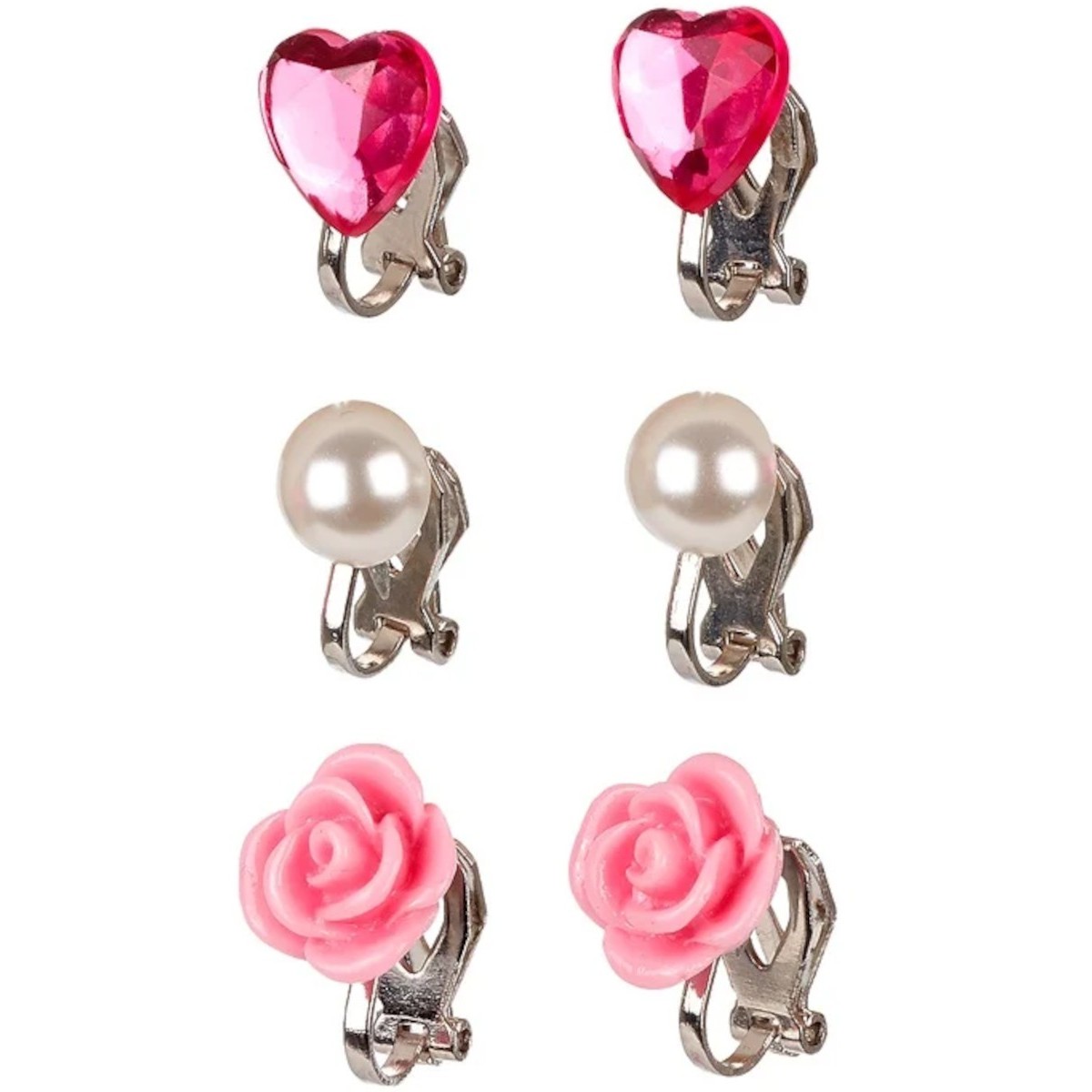 Klipsy na kolczyki różowe Hila 3 pary dla dzieci, Souza! | Dadum